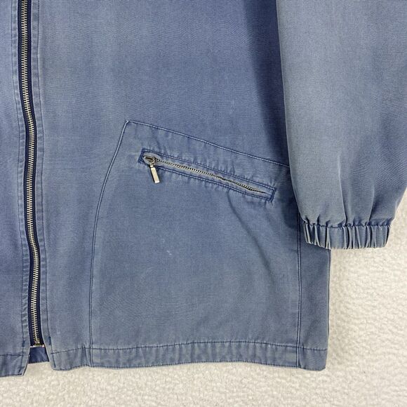 Vtg St Johns Bay Jacket Womens Sz L Blue Chore Coat Hooded Plaid Lined Full Zip - Picture 2 of 16